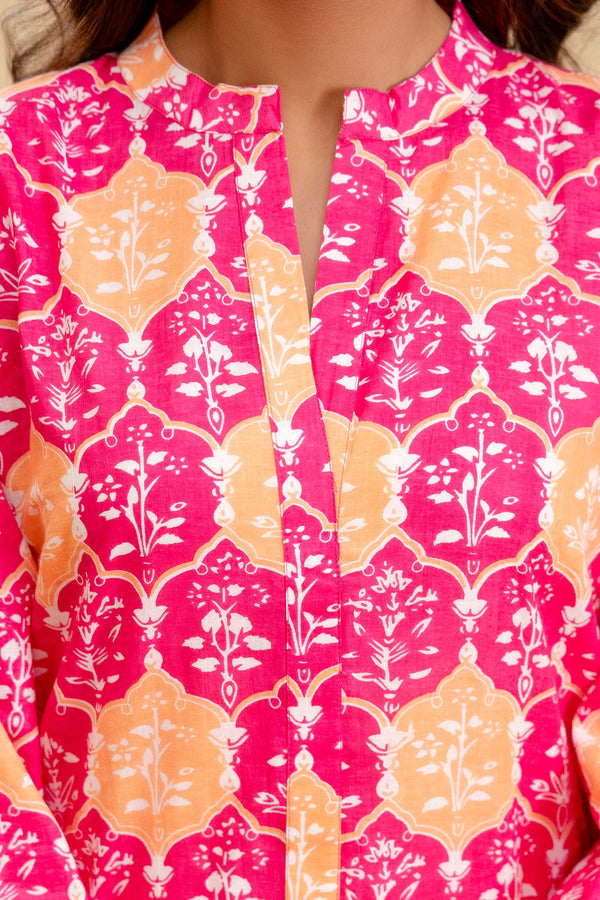 Fuchsia Glow Cotton Printed Top