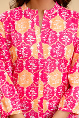 Fuchsia Glow Cotton Printed Top Me & My