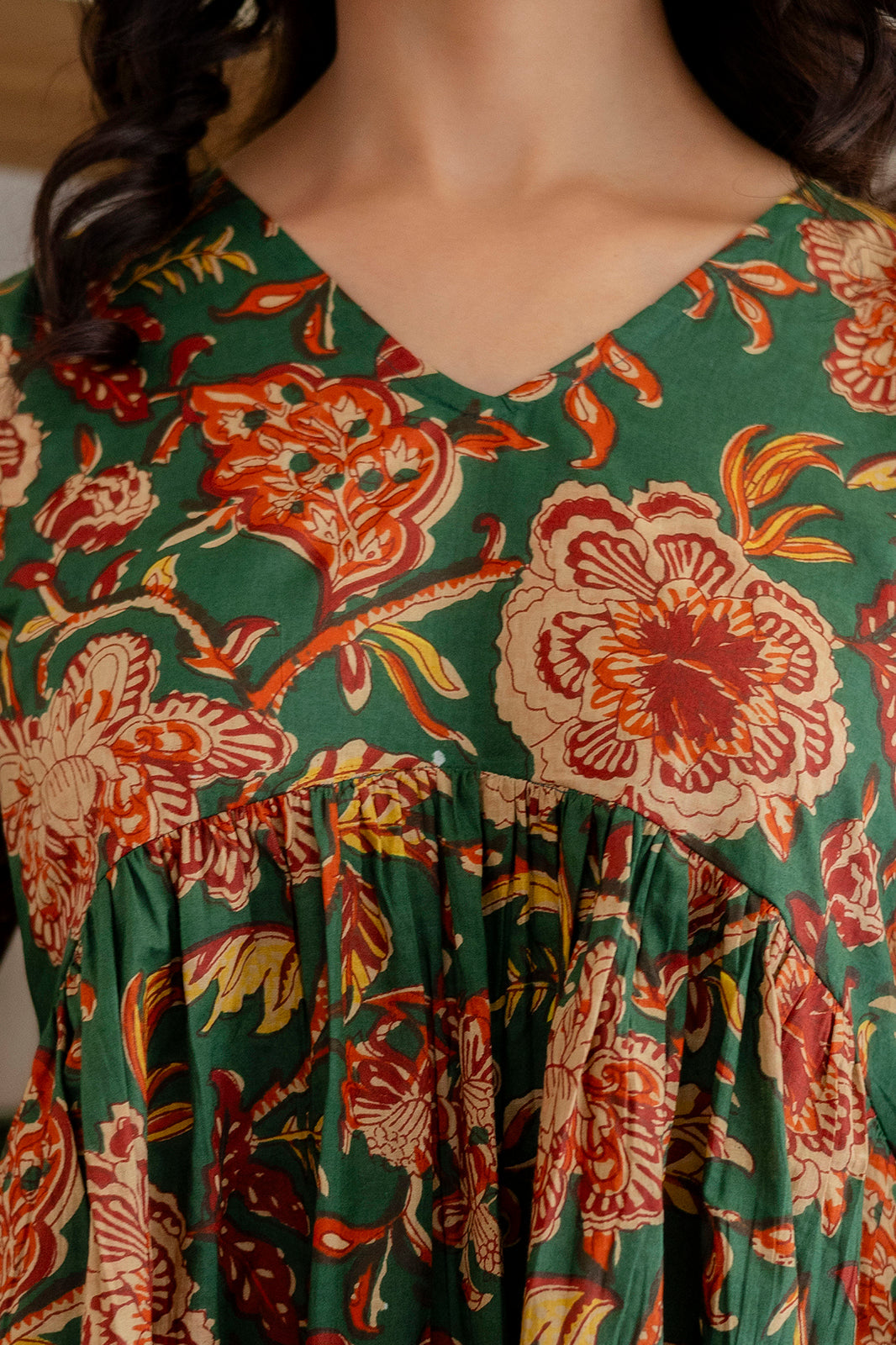 Floral Rhapsody Green Cotton Top Me & My 