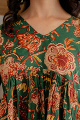Floral Rhapsody Green Cotton Top - Me&My