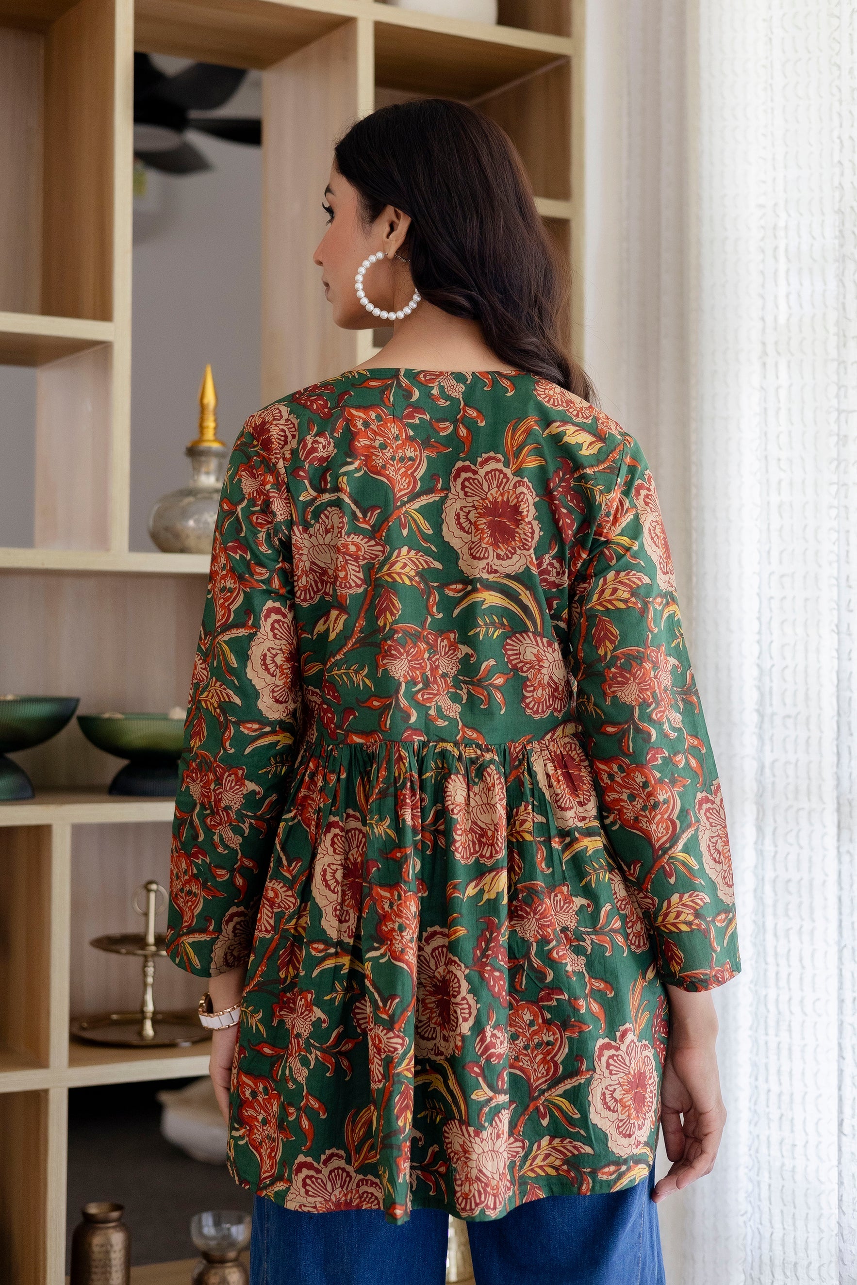 Floral Rhapsody Green Cotton Top Me & My 