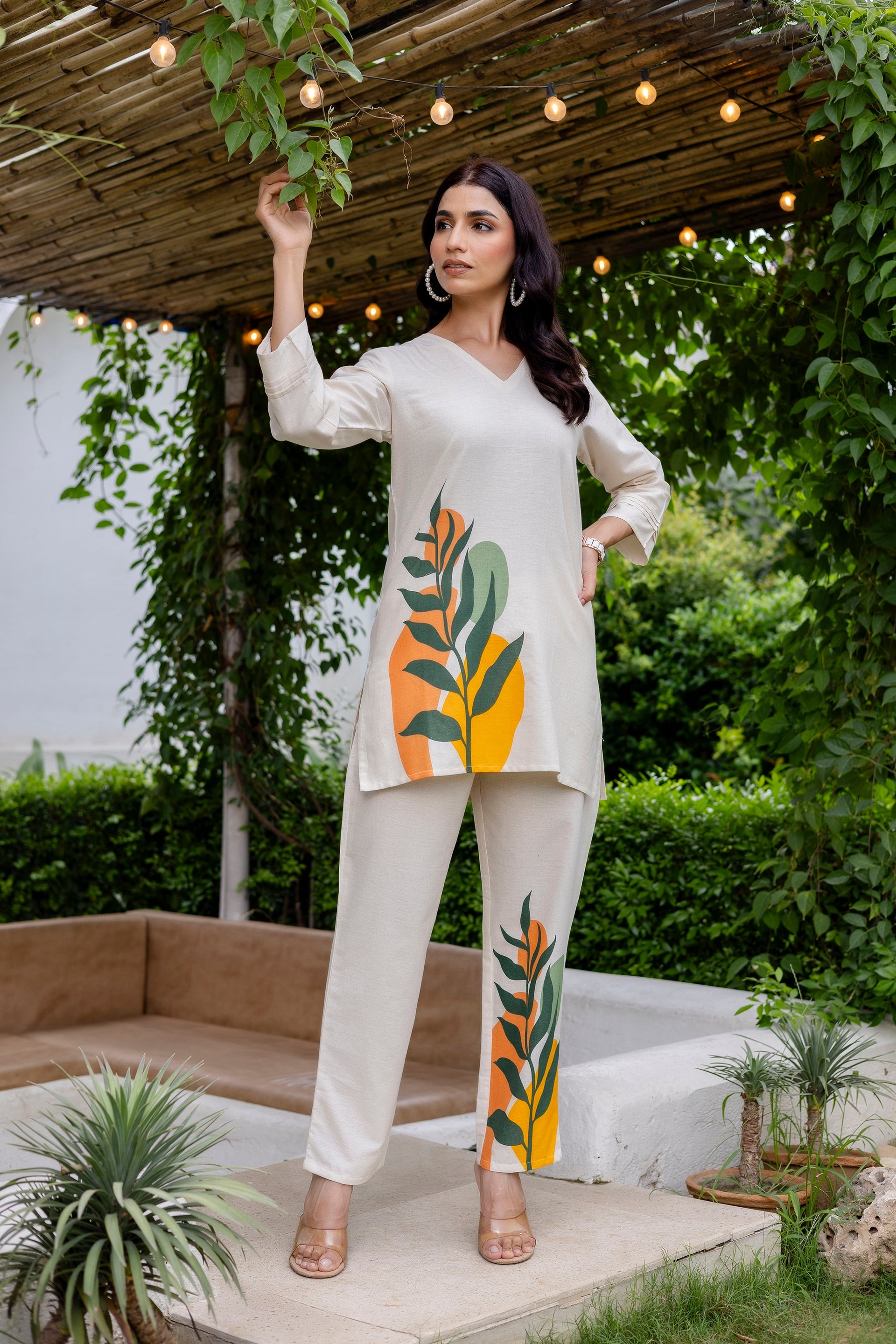 Sandstone Serenity Off-White Cotton Flex  Co-ord Set Me & My 