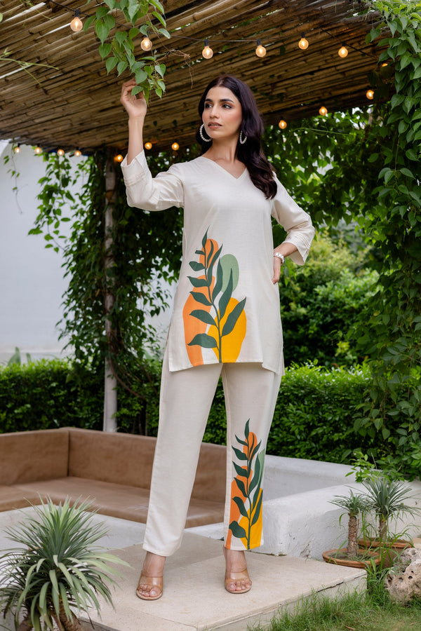 Sandstone Serenity Off-White Cotton Flex Co-ord Set