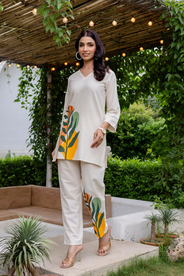 Sandstone Serenity Off-White Cotton Flex Co-ord Set