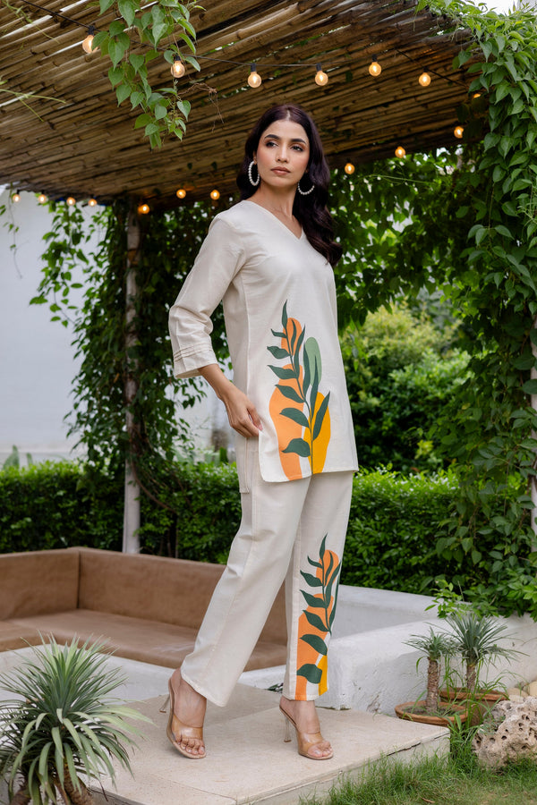 Sandstone Serenity Off-White Cotton Flex Co-ord Set