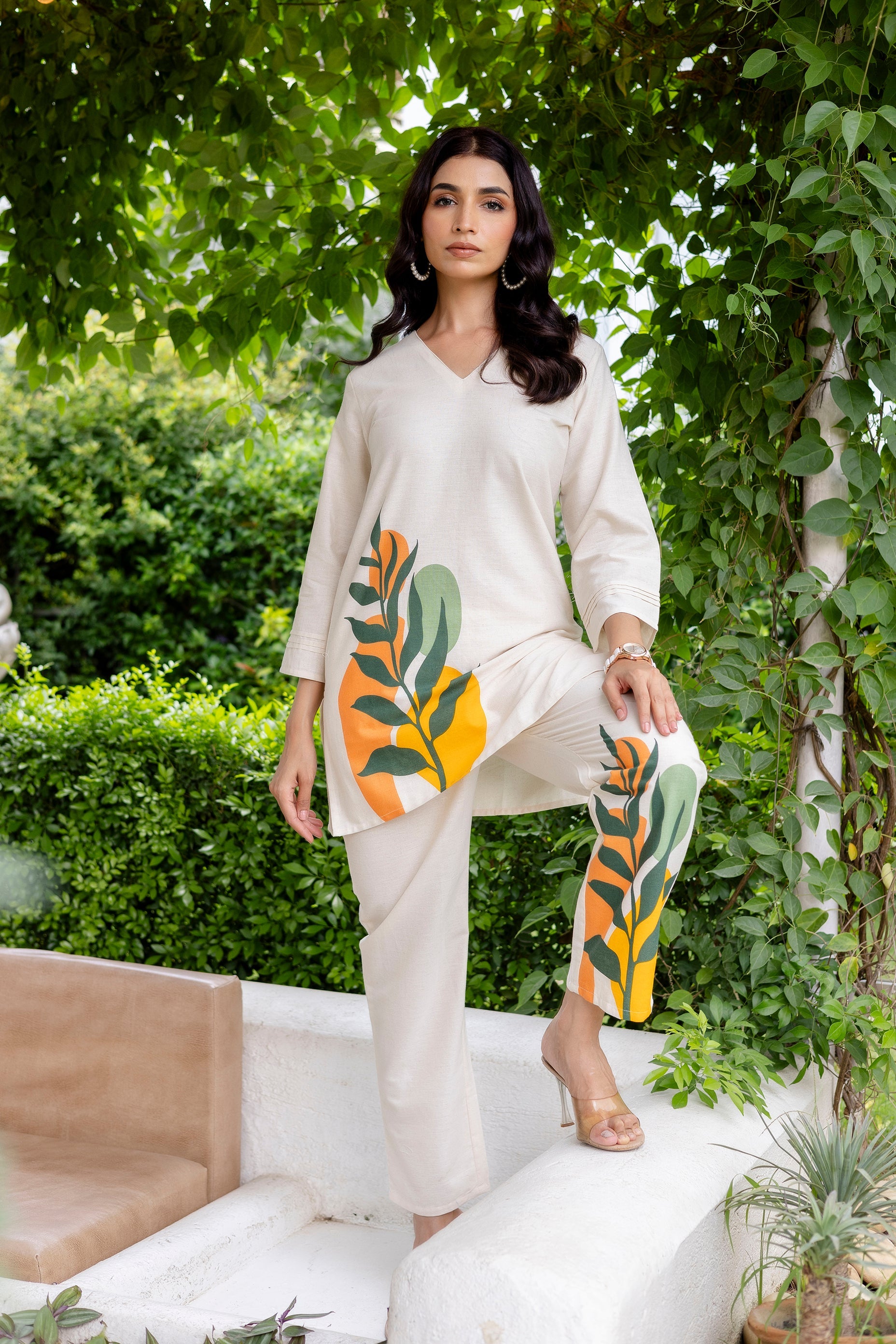 Sandstone Serenity Off-White Cotton Flex  Co-ord Set Me & My 