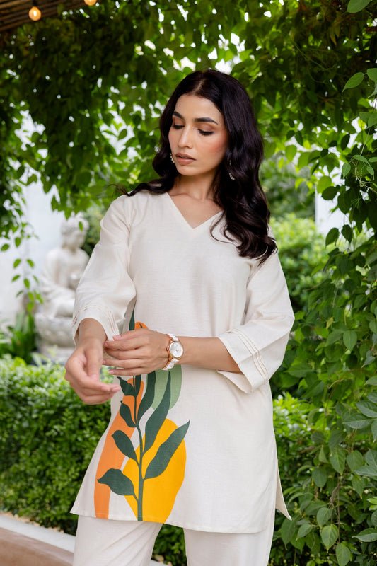 Sandstone Serenity Off-White Cotton Flex Co-ord Set - Me&My