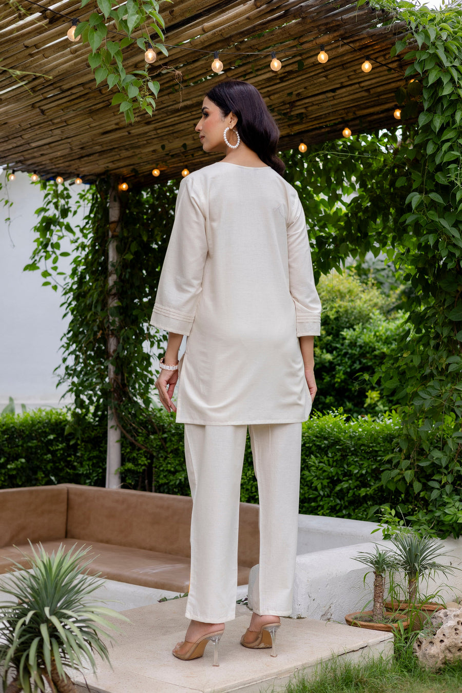 Sandstone Serenity Off-White Cotton Flex Co-ord Set — image 7