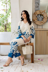 Opal Haze Off-White Cotton Flex Co-ord Set - Me&My