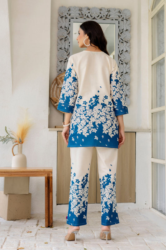 Opal Haze Off-White Cotton Flex Co-ord Set - Me&My
