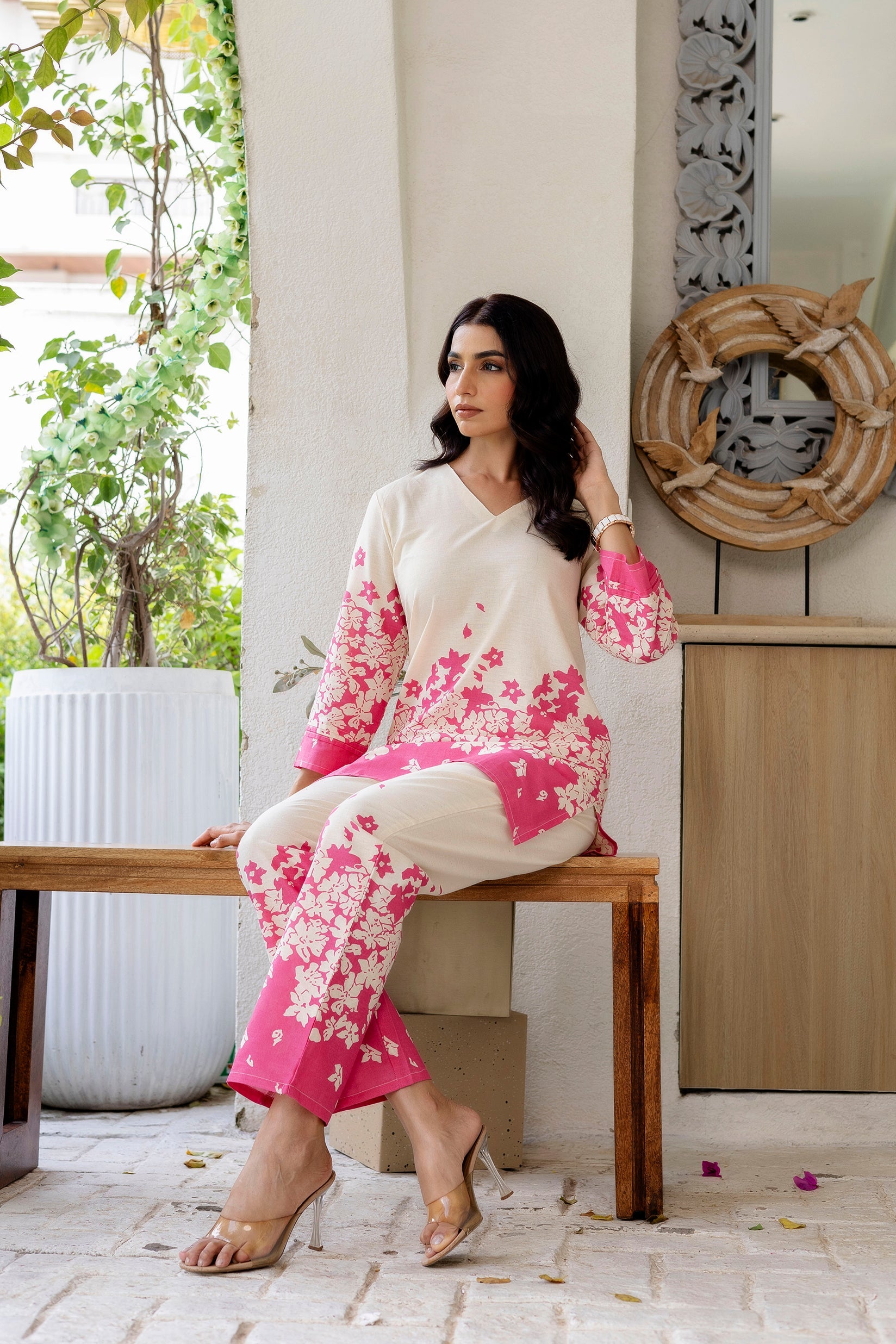Frost Veil Off-White Cotton Flex Co-ord Set Me & My
