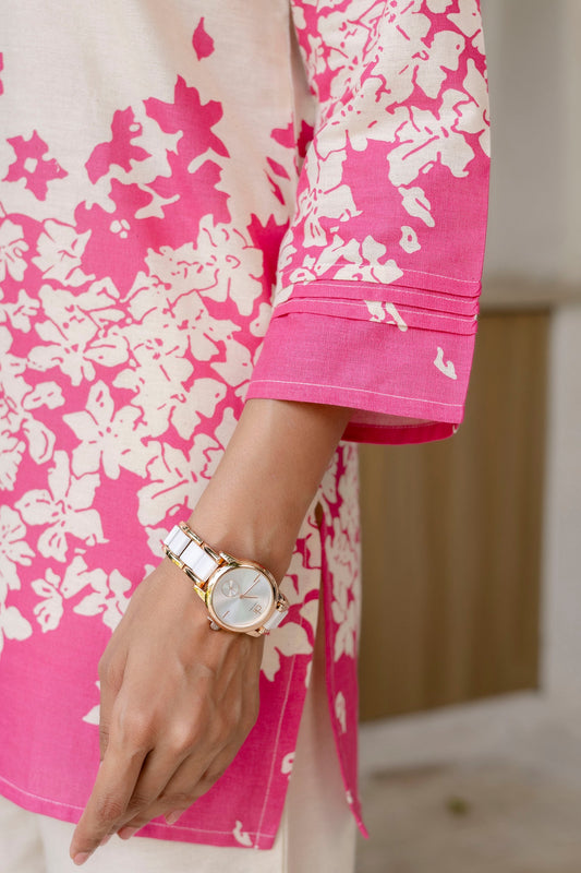 Frost Veil Off-White Cotton Flex Co-ord Set - Me&My