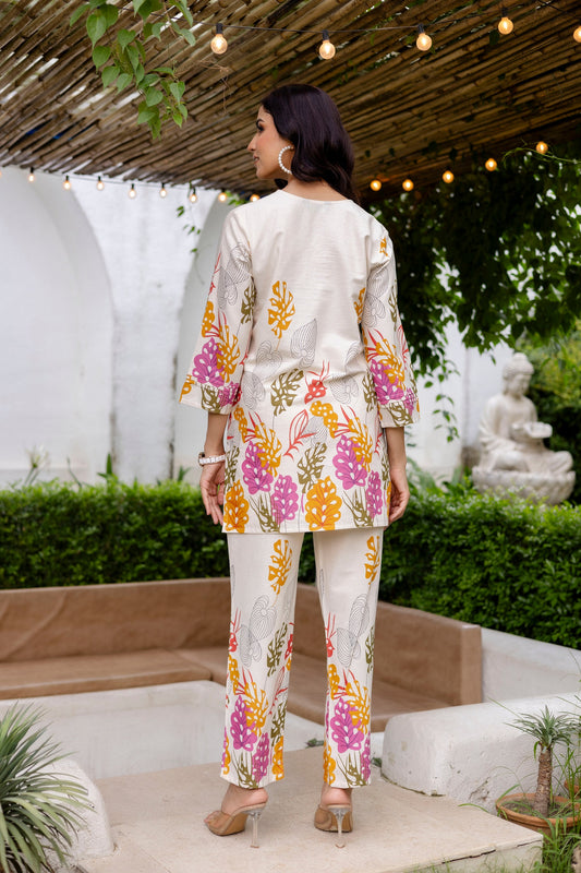 Oyster Calm Off-White Cotton Flex Co-ord Set - Me&My