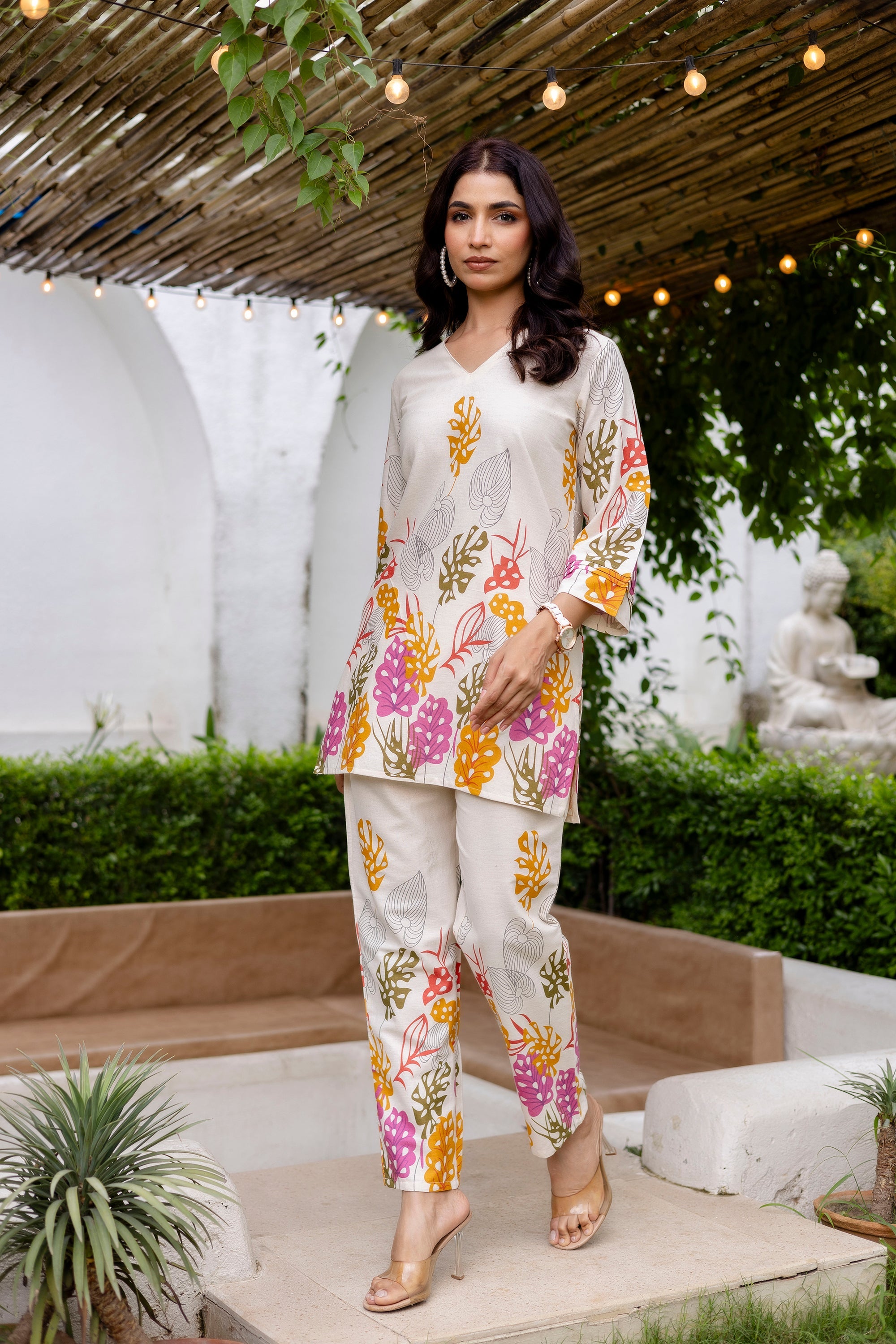 Oyster Calm Off-White Cotton Flex Co-ord Set Me & My