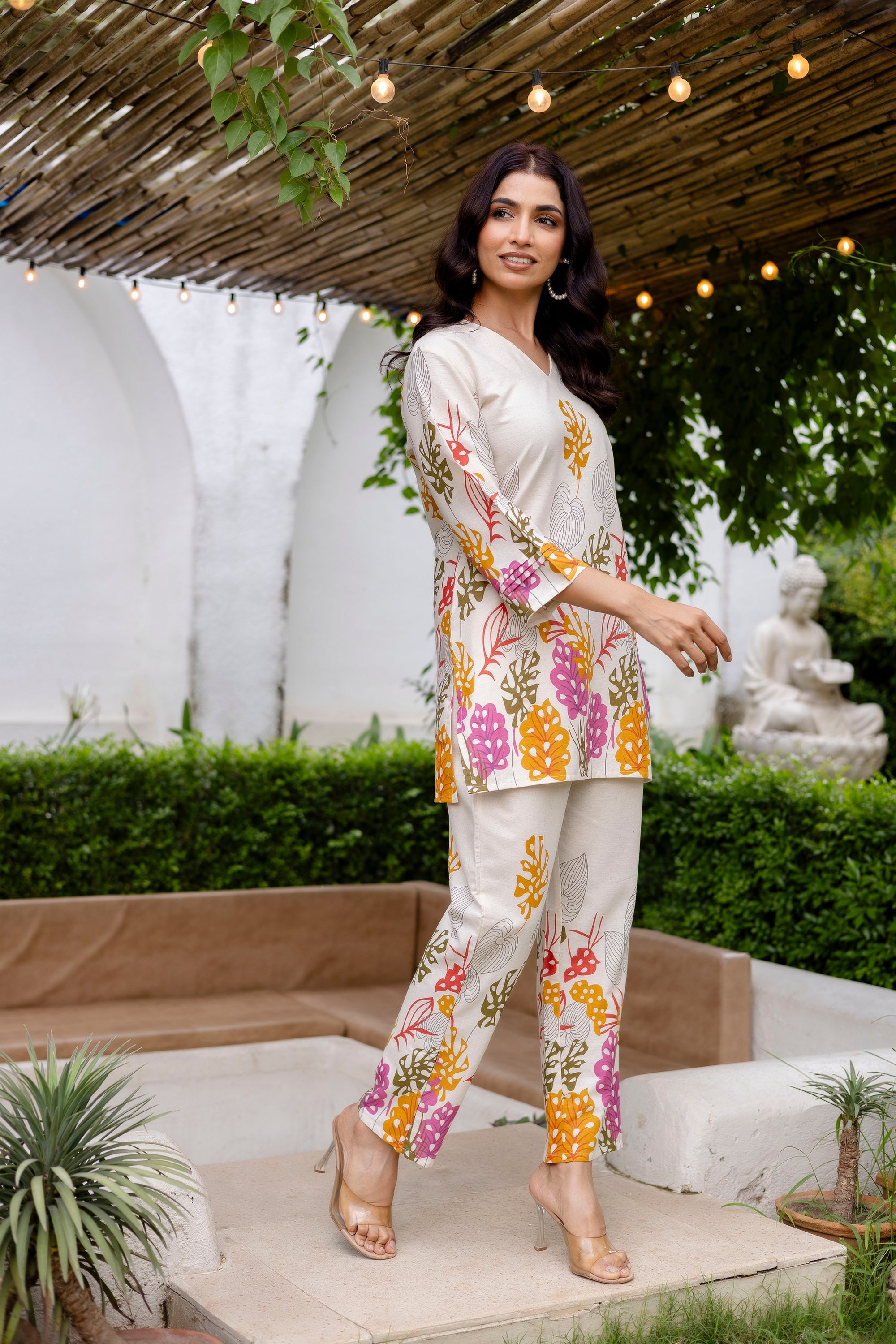 Oyster Calm Off-White Cotton Flex Co-ord Set Me & My