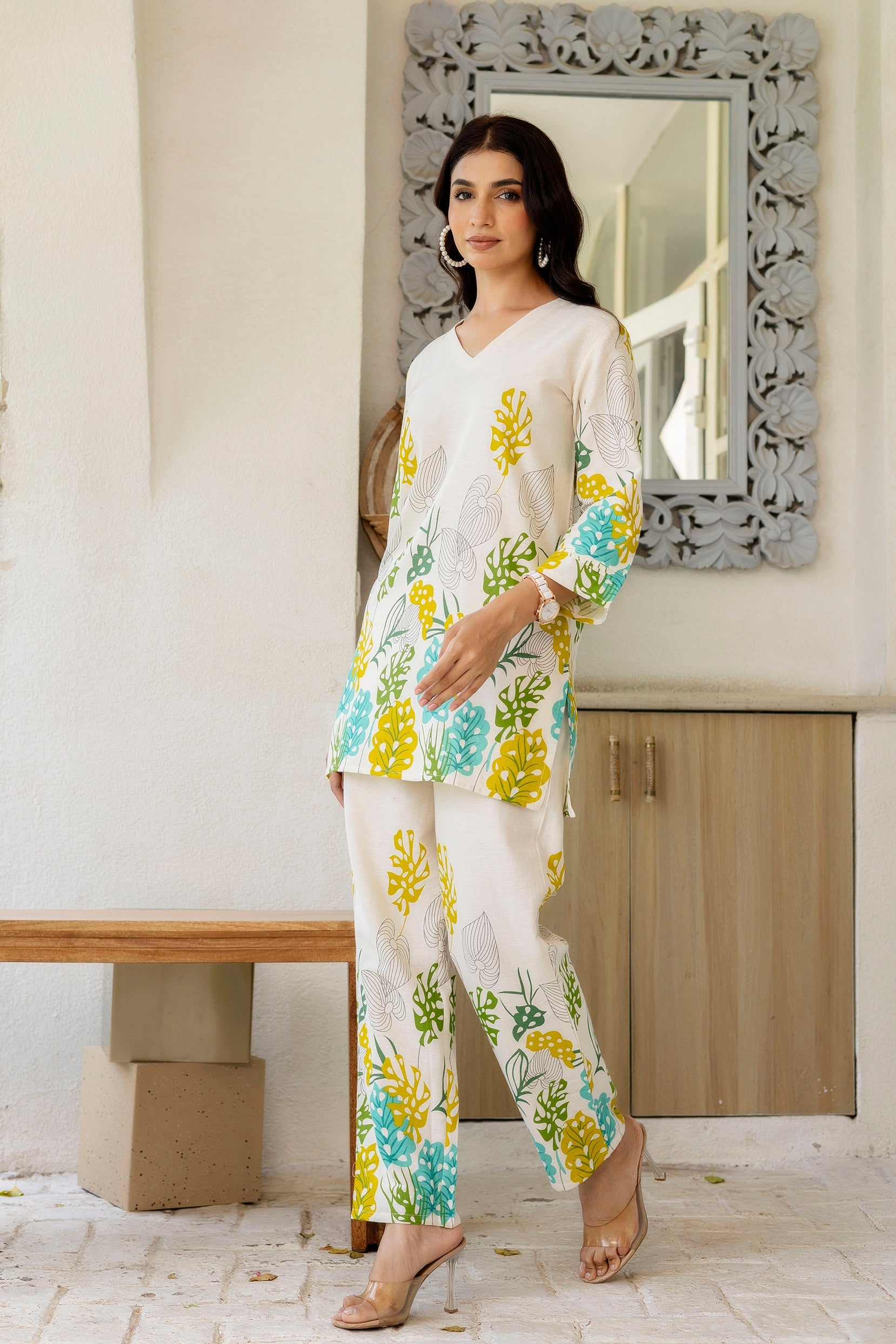 Porcelain Drift Off-White Cotton Flex  Co-ord Set Me & My