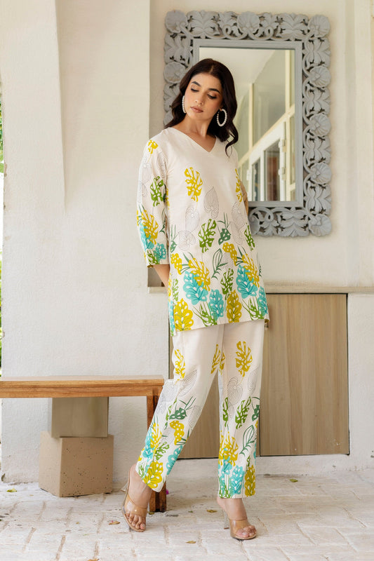 Porcelain Drift Off-White Cotton Flex Co-ord Set - Me&My