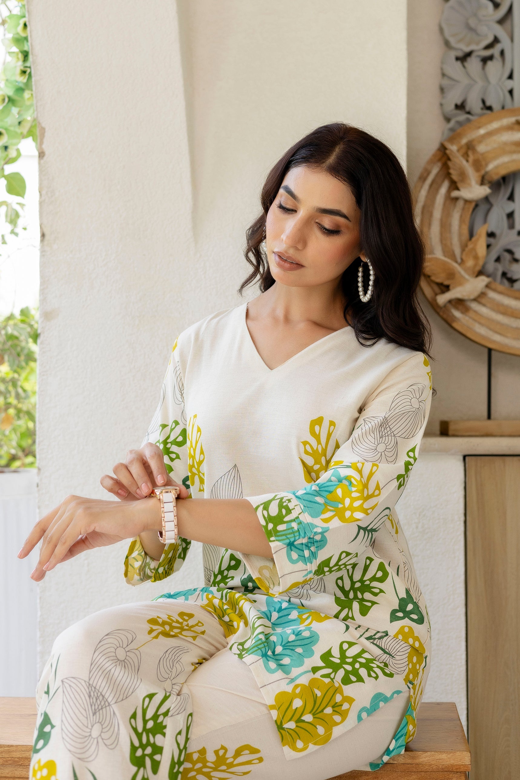 Porcelain Drift Off-White Cotton Flex  Co-ord Set Me & My