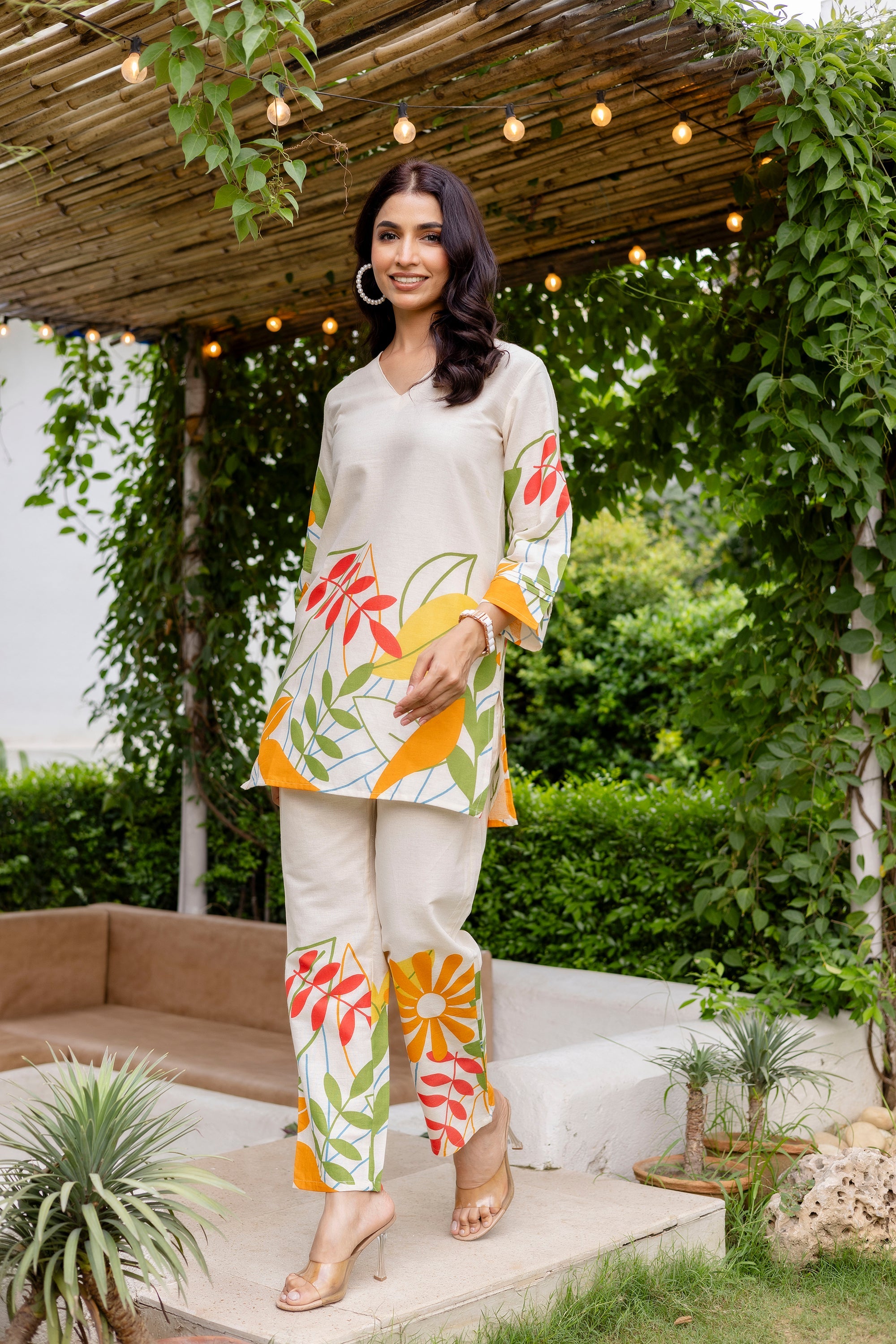 Pearl Mist Off-White Cotton Flex Co-ord Set Me & My 