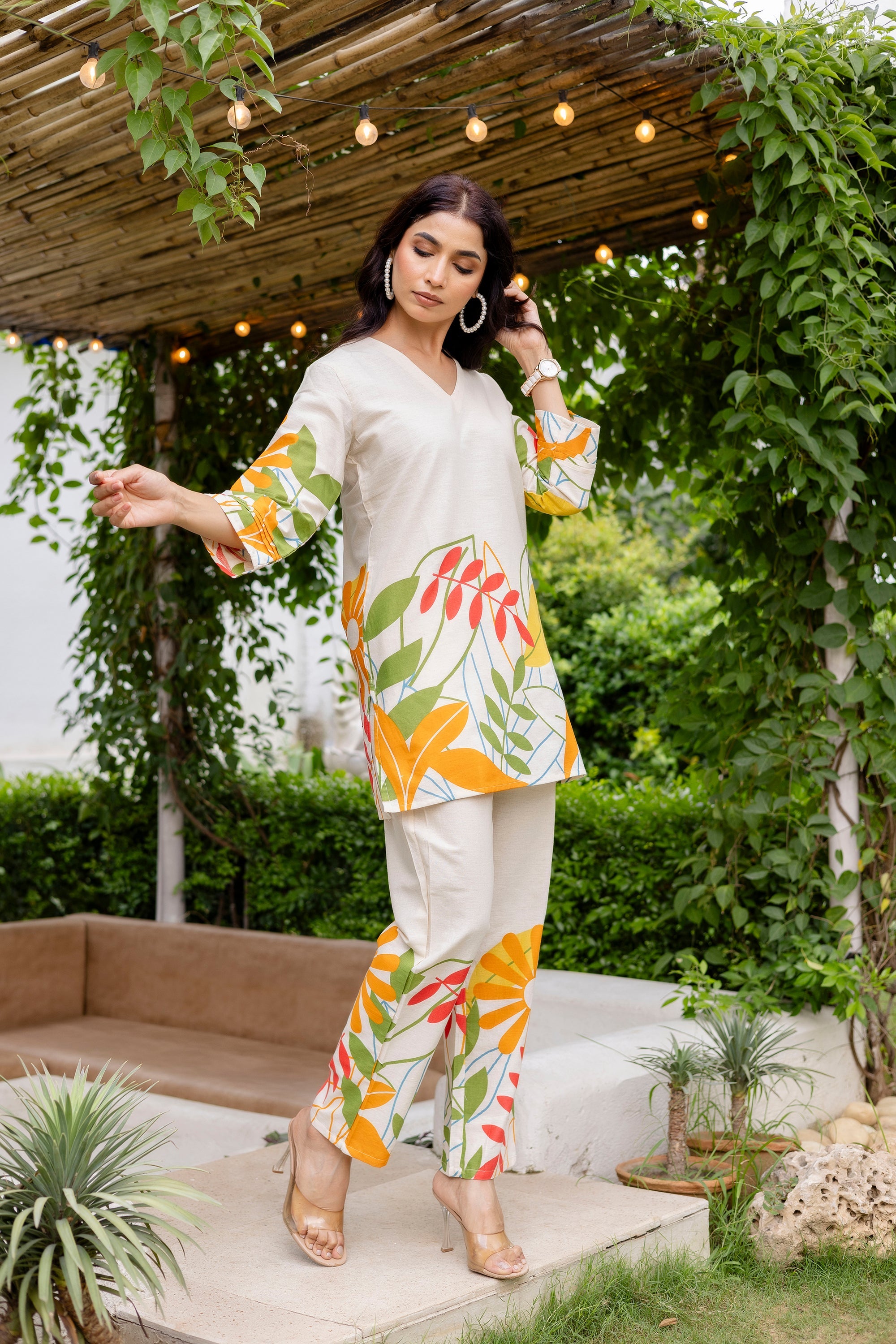 Pearl Mist Off-White Cotton Flex Co-ord Set Me & My 