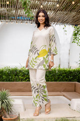 Frost Shell Off-White Cotton Flex Co-ord Set Me & My 