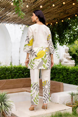 Frost Shell Off-White Cotton Flex Co-ord Set - Me&My