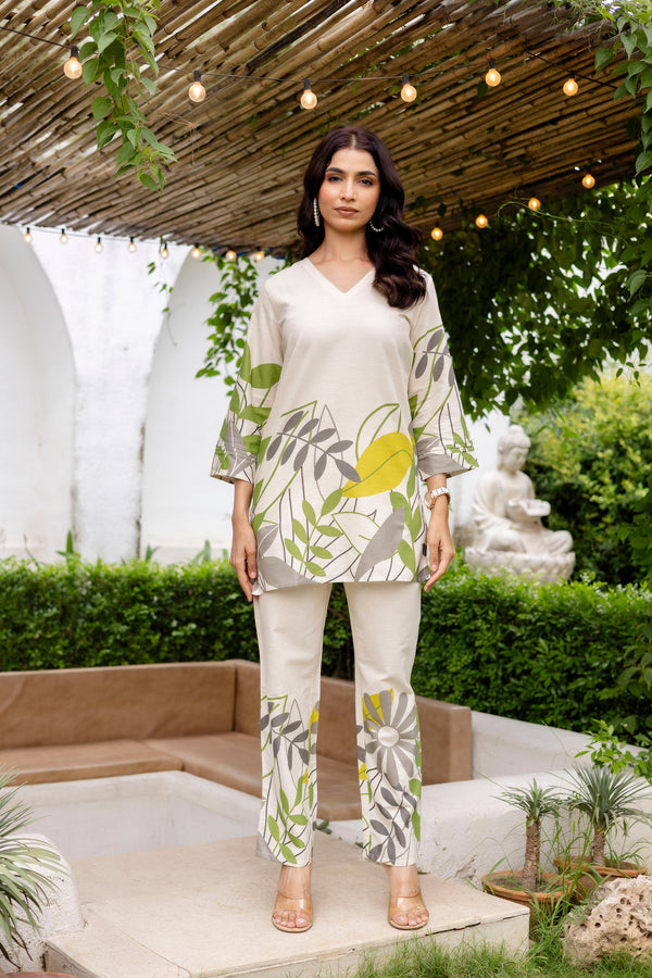 Frost Shell Off-White Cotton Flex Co-ord Set