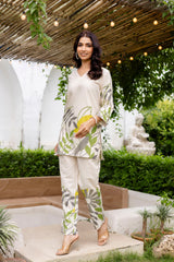 Frost Shell Off-White Cotton Flex Co-ord Set - Me&My