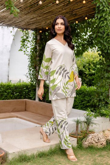 Frost Shell Off-White Cotton Flex Co-ord Set
