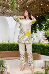 Frost Shell Off-White Cotton Flex Co-ord Set - Me&My