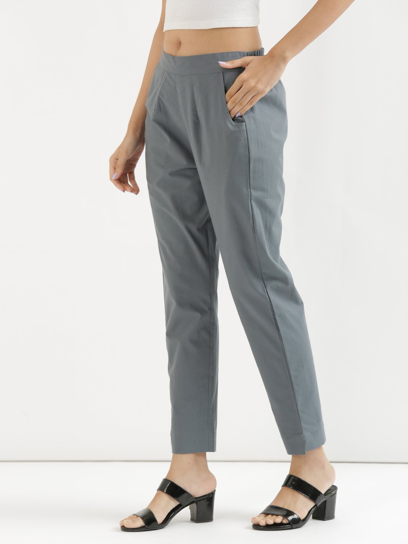 Grey Cotton Women's Pant from Me & My