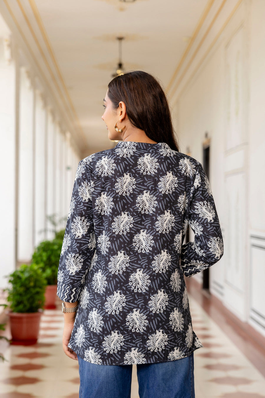 Noirbloom Black Cotton Printed Top — image 9