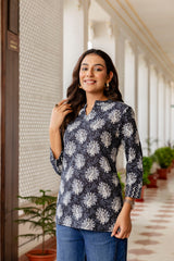 Noirbloom Black Cotton Printed Top - Me&My