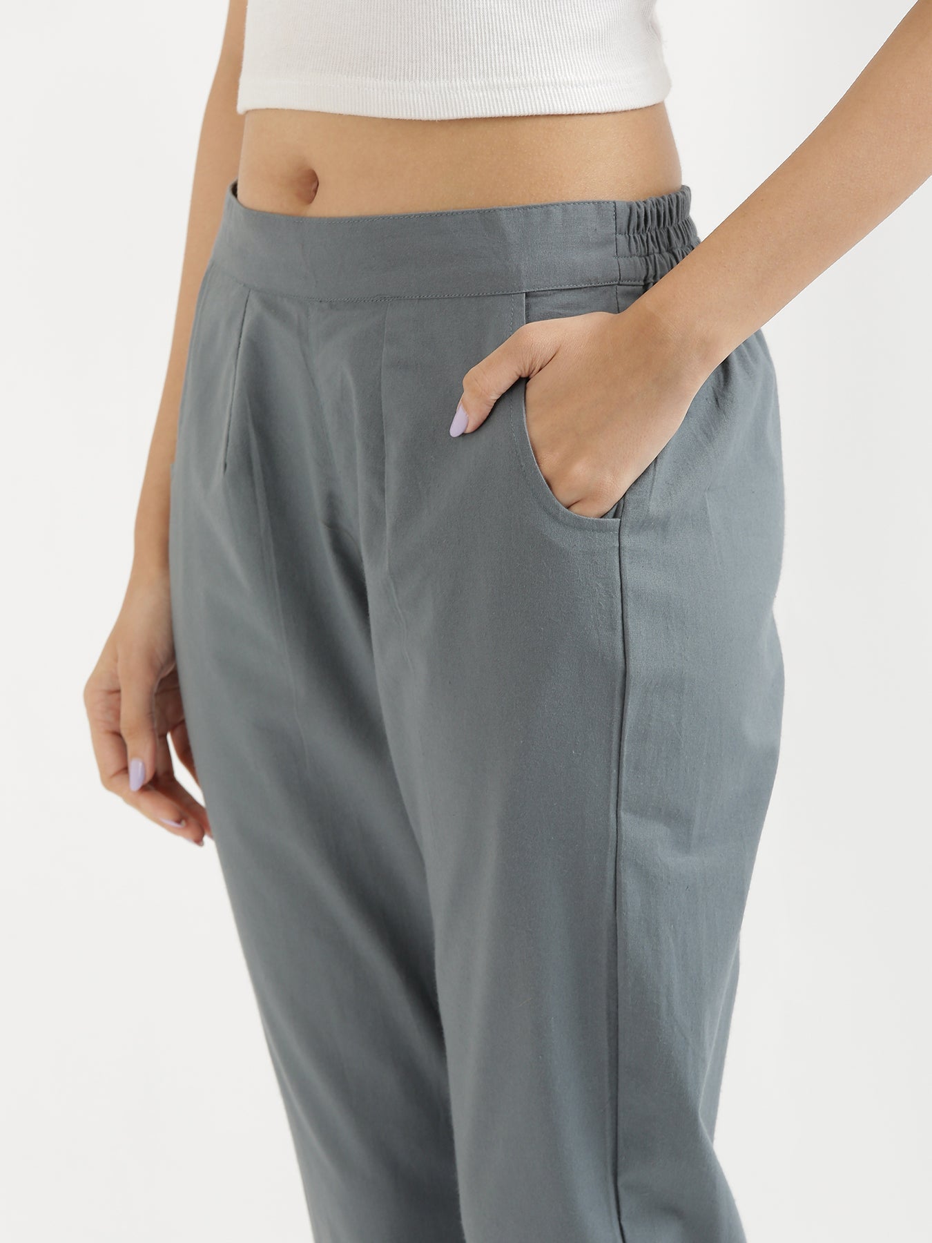 Grey Cotton Women's Pant from Me & My