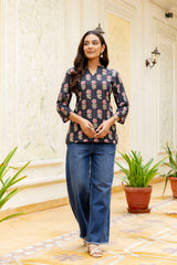 Monsoon Noir Cotton Printed Top Me & My