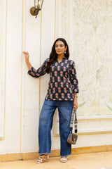 Monsoon Noir Cotton Printed Top - Me&My
