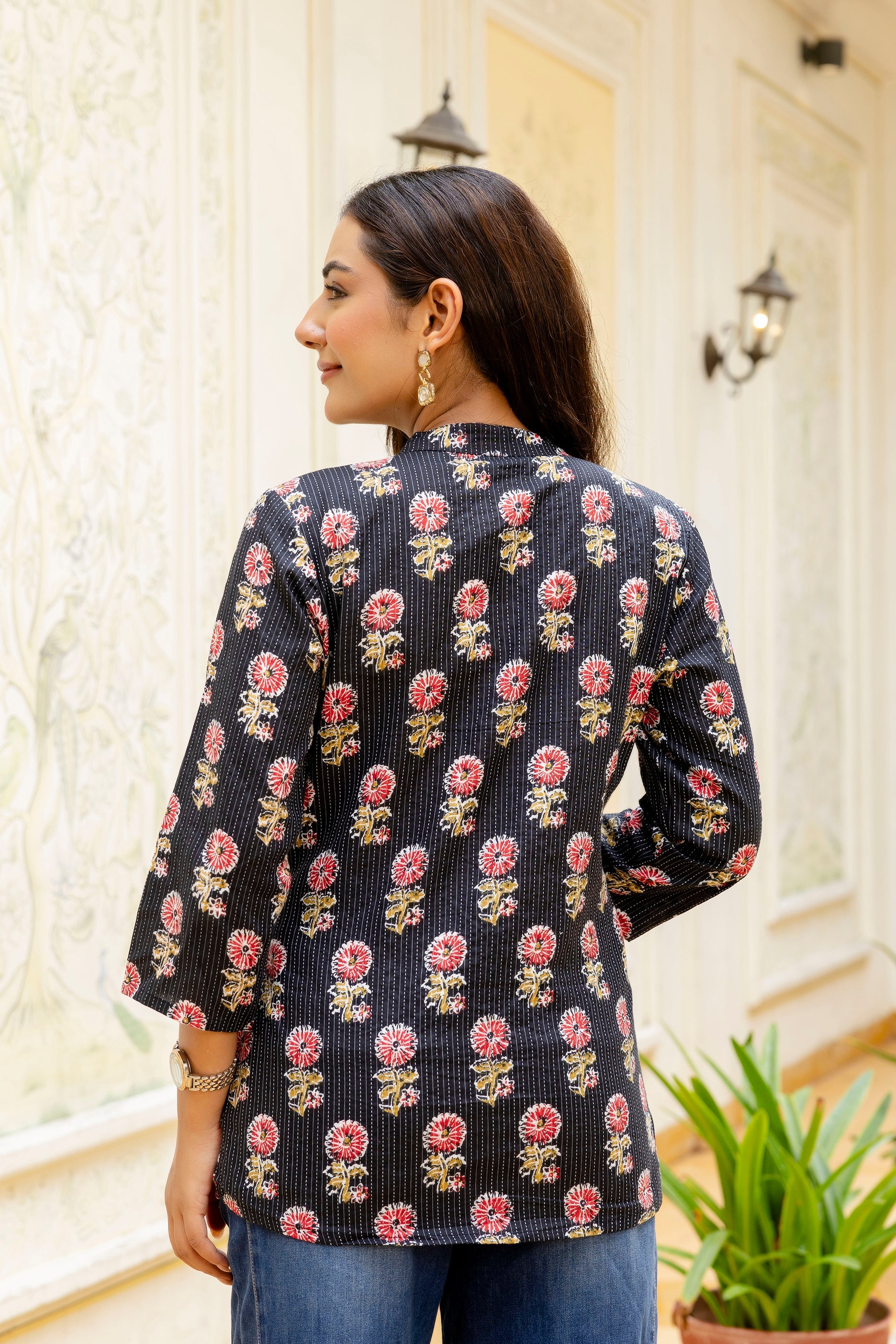 Monsoon Noir Cotton Printed Top Me & My