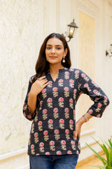 Monsoon Noir Cotton Printed Top Me & My