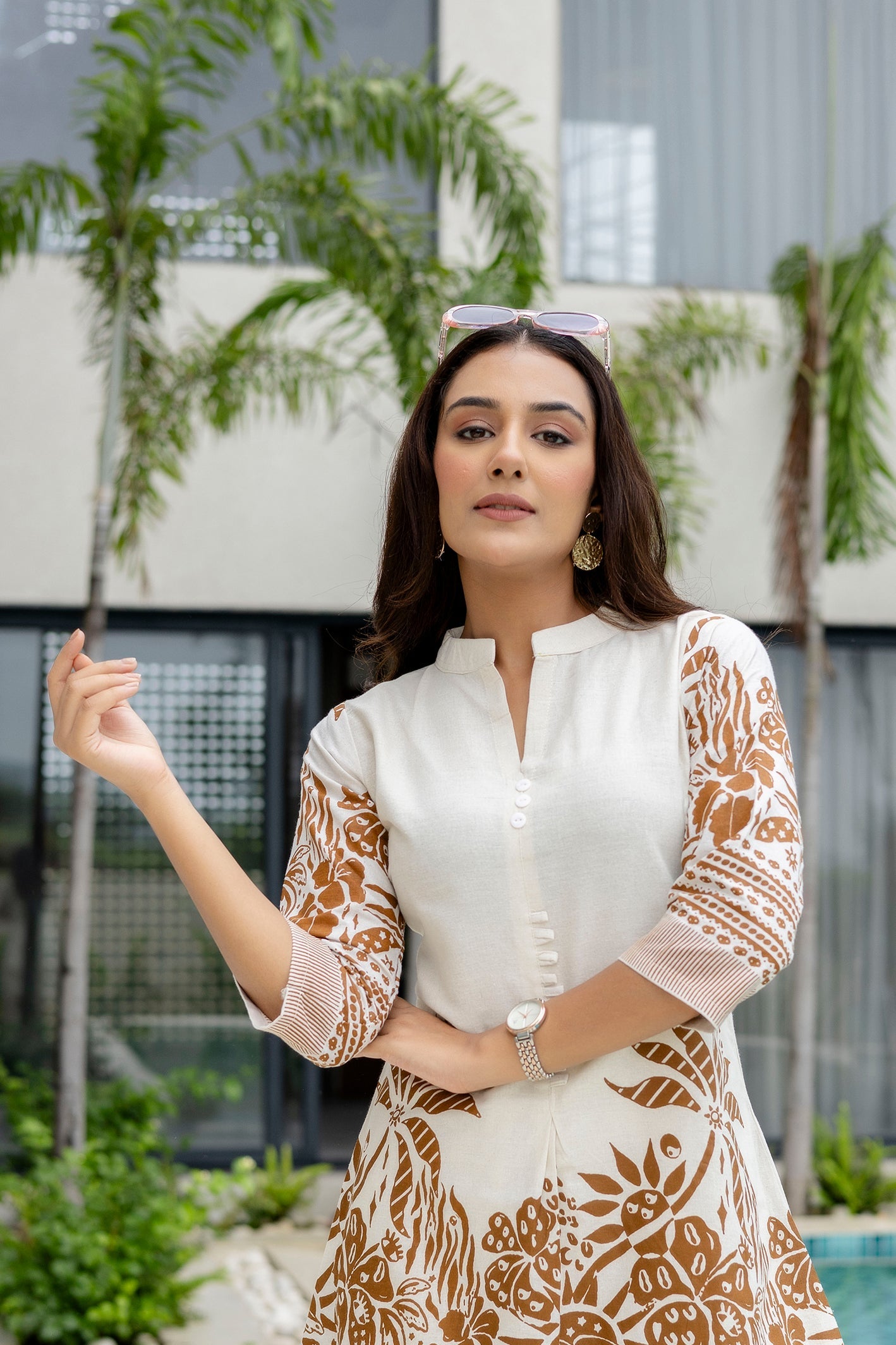 Ecru Bloom Off-White Cotton Co-ord Set Me & My 