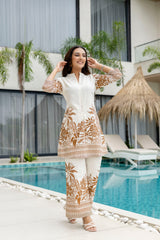 Ecru Bloom Off-White Cotton Flex Co-ord Set - Me&My