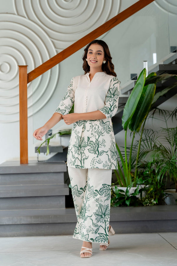 Pearl Drift Off-White Cotton Flex Co-ord Set