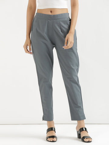 Grey Cotton Women's Pant
