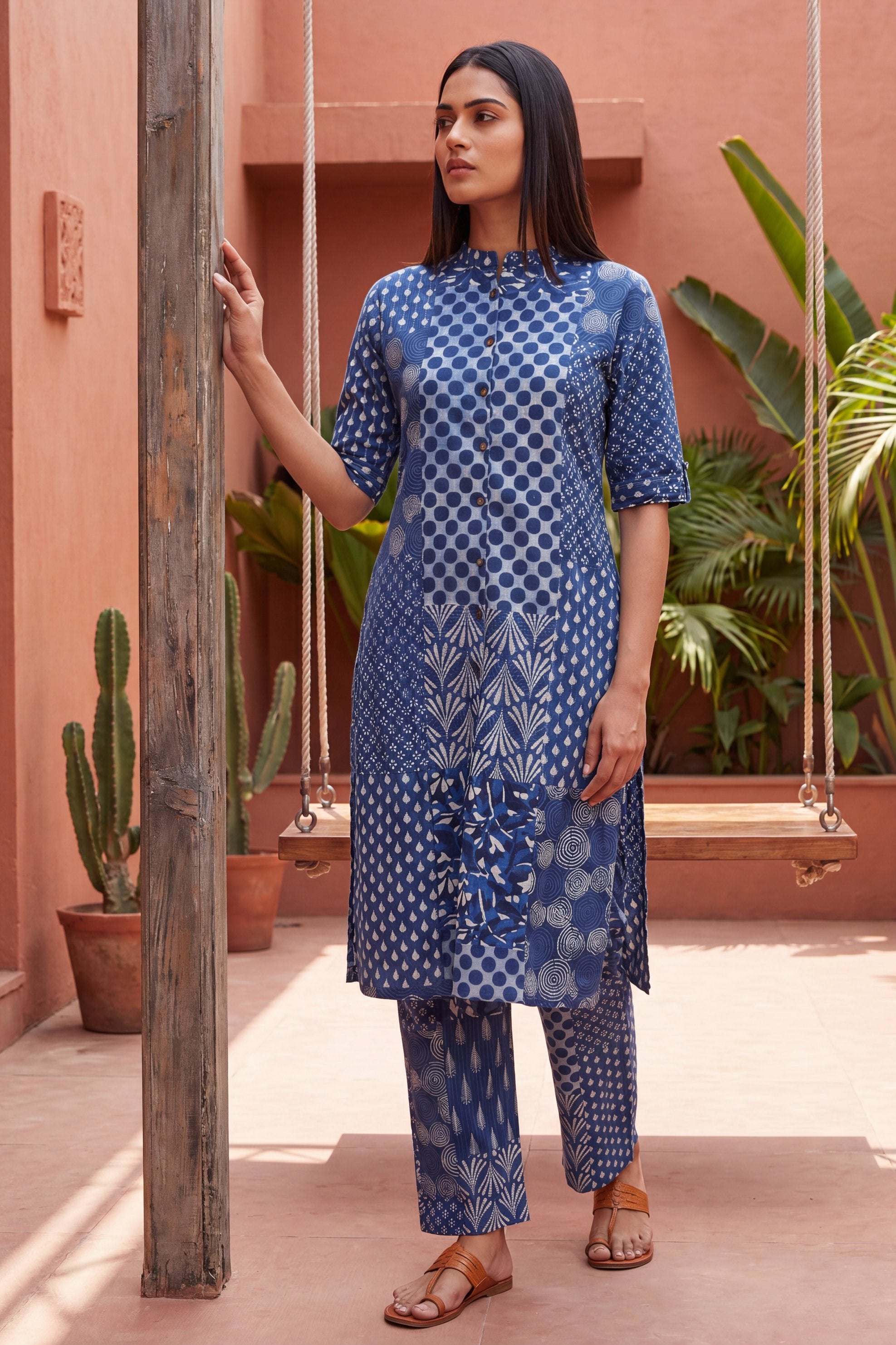 Boulevard Cobalt Mandarin Cotton Co-ord Set