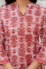 Crimsontrail Maroon Printed Cotton Top Me & My 