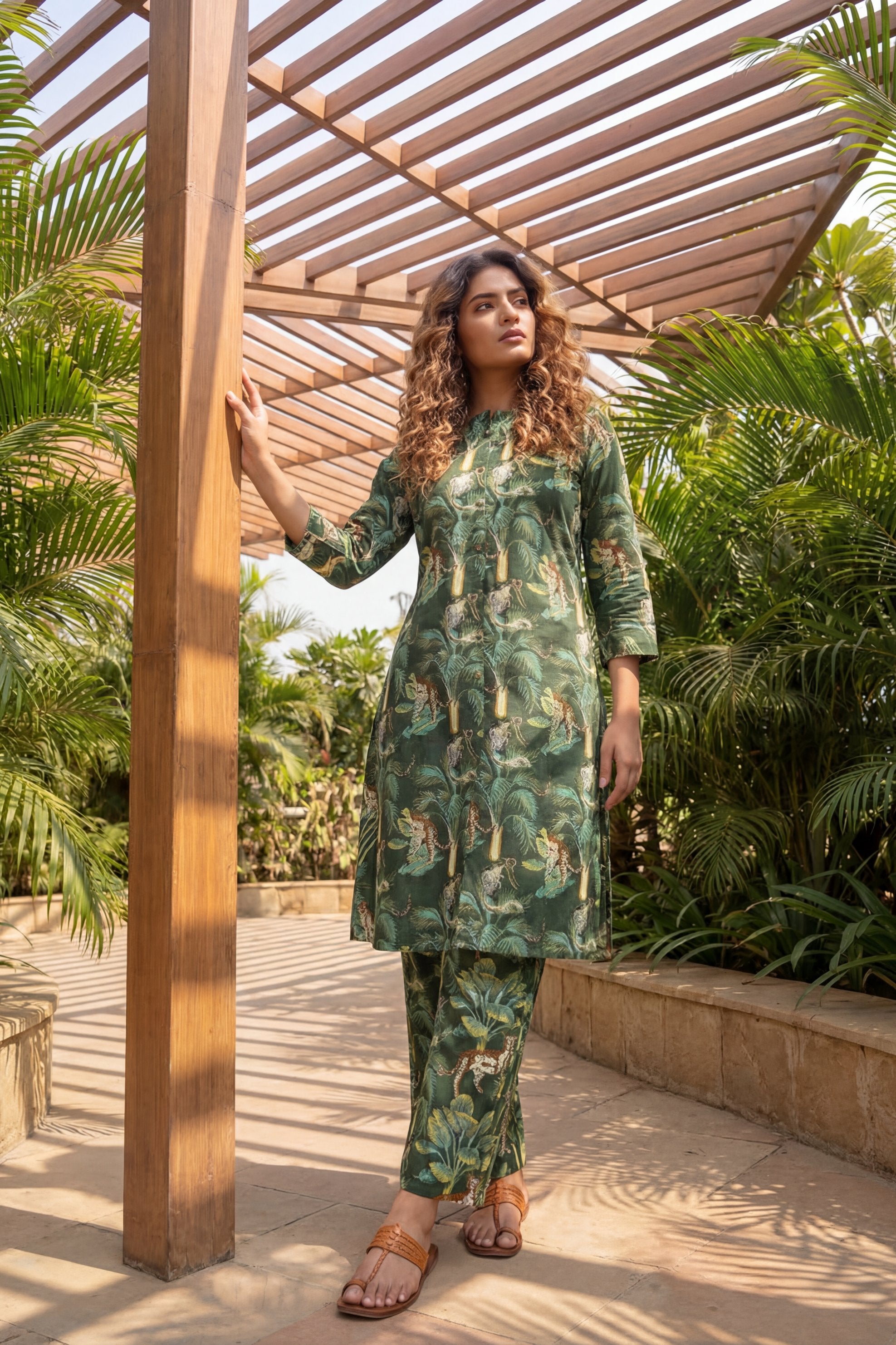 Wild Streak Forest Green Animal Cotton Co-ord Set | Me&My