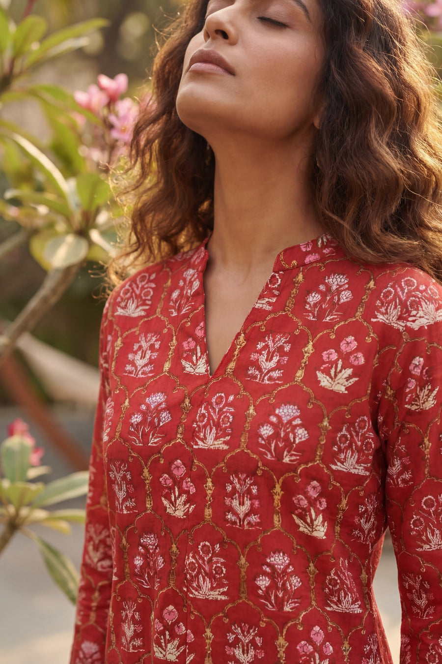 Ikat Geometry Red Cotton Co-ord Set — image 4