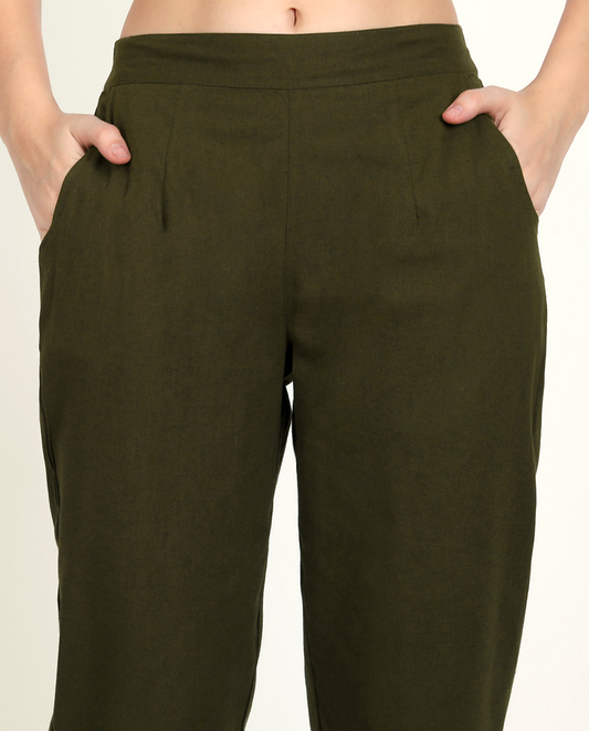 Olive Blue Cotton Women's Pant - Me&My