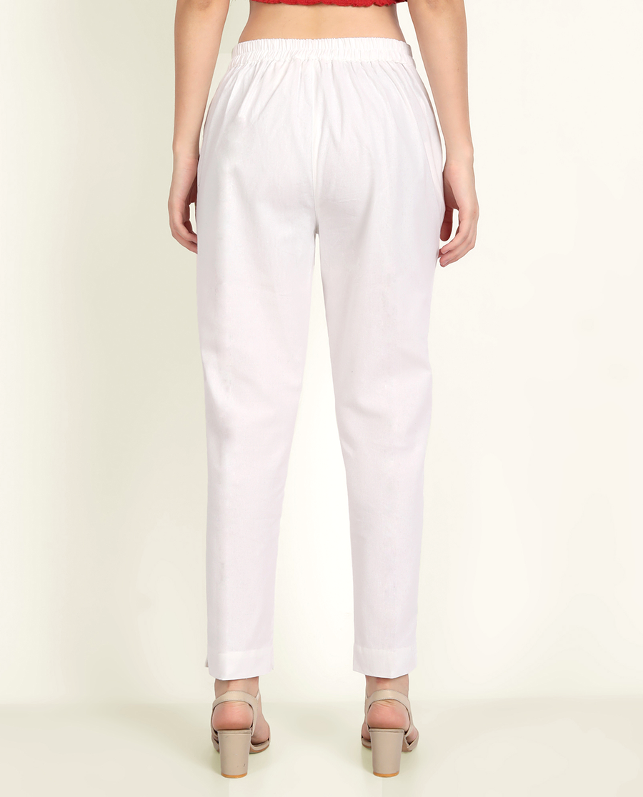 White Blue Cotton Women's Pant — image 4