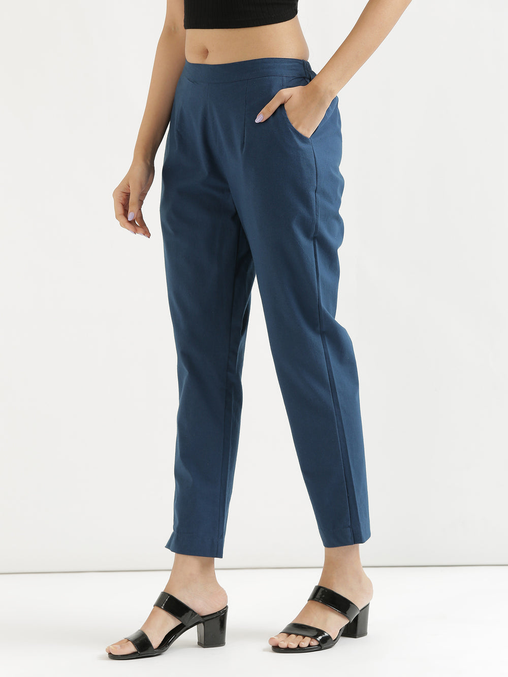 Blue Cotton Women's Pant from Me & My