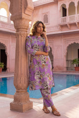 Jungle Paradise Purple Cotton Co-ord Set